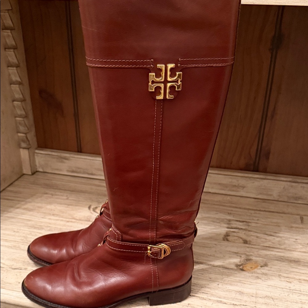 Tory Burch Brown Leather Riding Boots - Picture 3 of 7